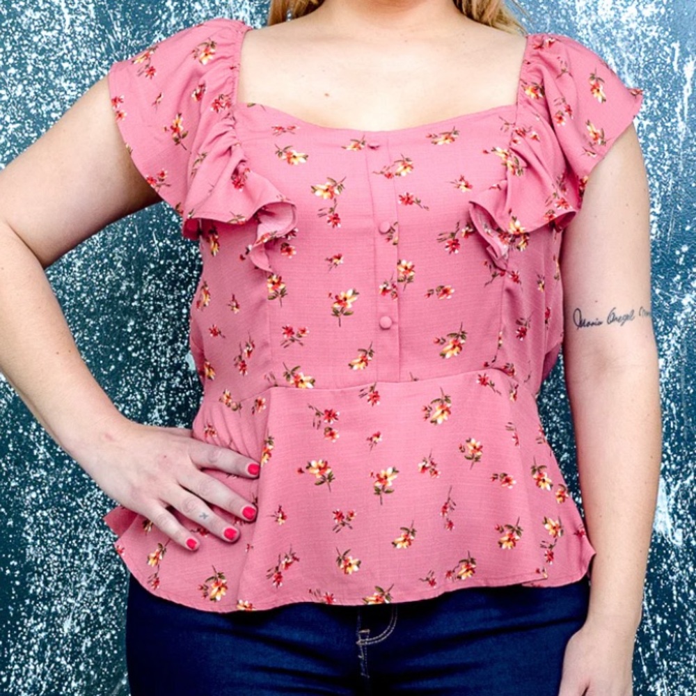 Floral red top